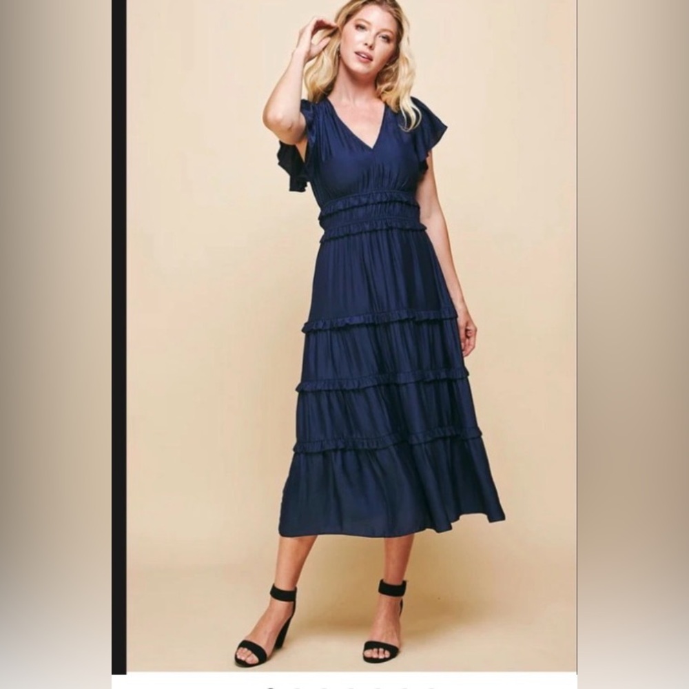 Pinch Fuchsia Ruffle Midi Dress S $169